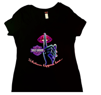 Women's Black Neon Welcome to Las Vegas Shirt