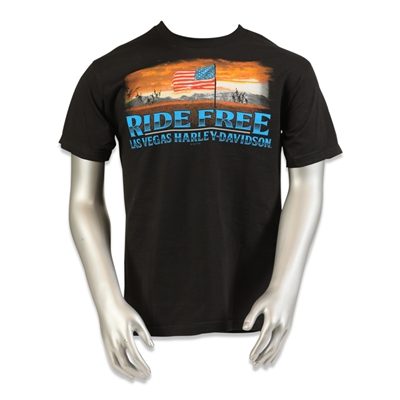 Ride Free Las Vegas American Pride Men's Harley Shirt - Blk