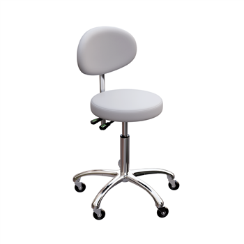 Stool with Flat Backrest  - 1025C-Silver