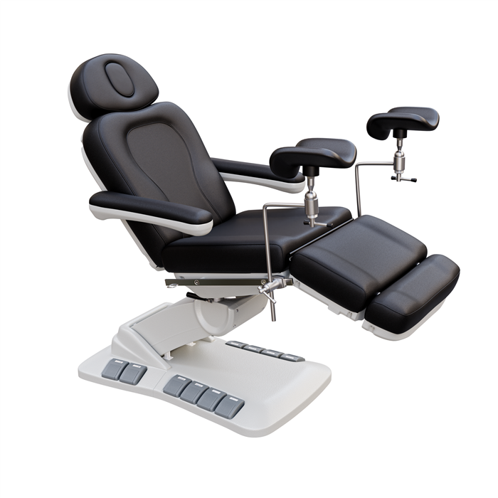 Spa Numa OB-GYN SWIVEL DELUXE 4 Motor Electric Treatment Chair Bed with Built-in Foot Pedals - 2246EB - SU-Black