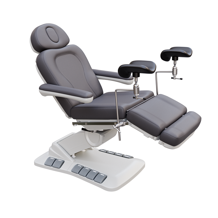 Spa Numa OB-GYN SWIVEL DELUXE 4 Motor Electric Treatment Chair Bed with Built-in Foot Pedals - 2246EB - SU-Gray