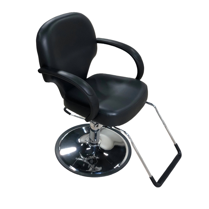 ELLA Black Round Base Styling Chair - Extra Padded, Modern Salon Chair with U-Shaped Footrest YC-H-1818BKR