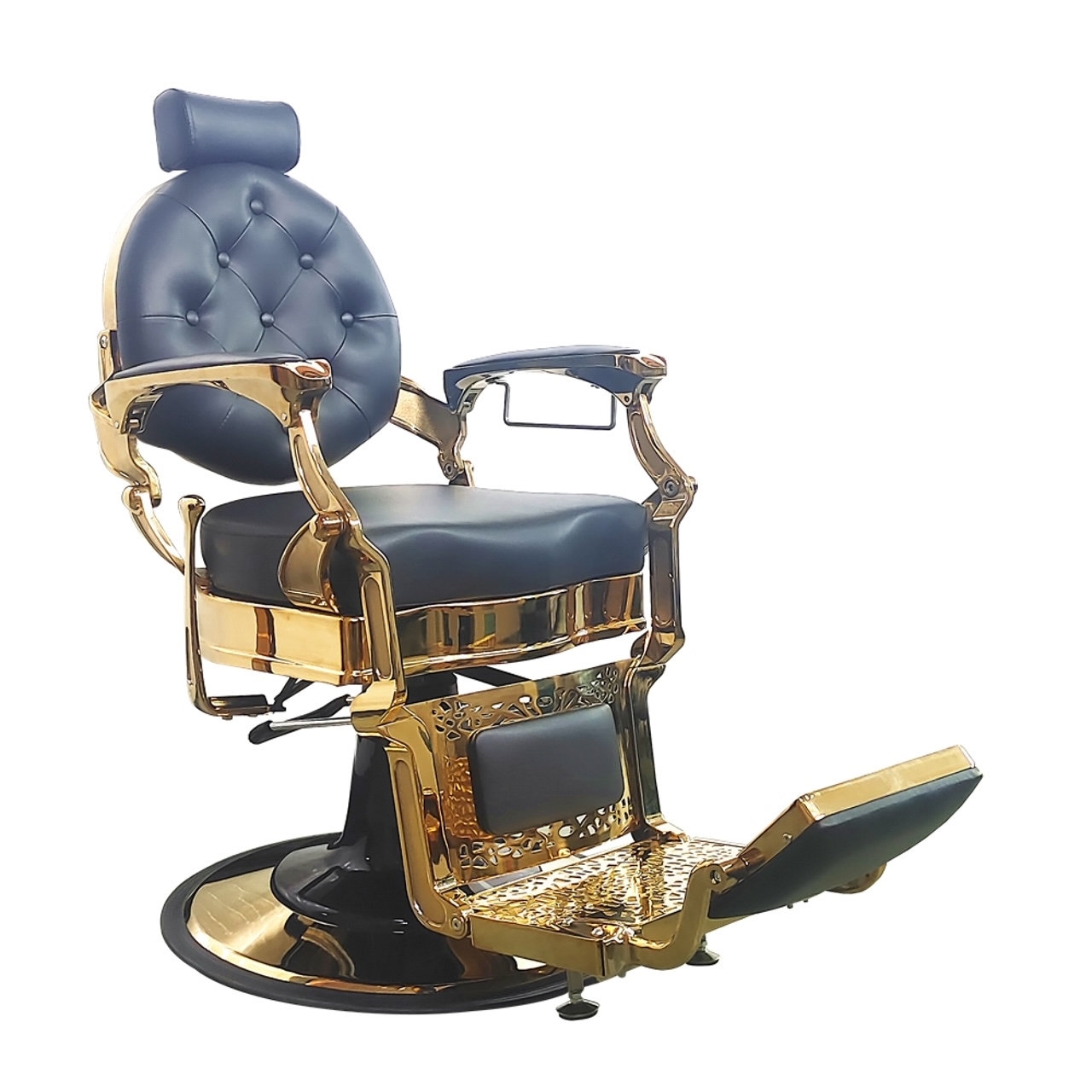 REGENT Barber Chair - Luxurious Black and Gold Barber Chair with Vintage and Modern Design YC-H-31933BK