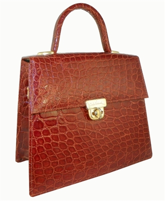 Alligator Madison Avenue Handbag - Cognac