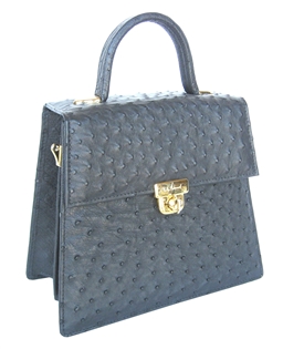 Ostrich Madison Avenue Handbag - Black