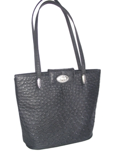 Ostrich Arizona Shoulder Tote - Black - SOLD OUT