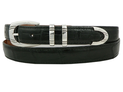 Alligator Belt with 1 " Sterling Silver Ventura Buckle Set