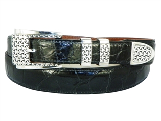 Alligator Belt with 1 " Sterling Silver Pueblo Buckle Set
