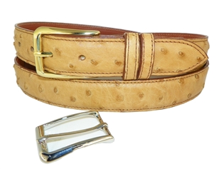 Ostrich Belt 1 3/16" with 2 Classic Buckles