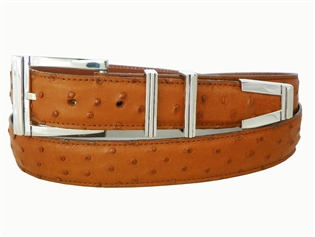 Ostrich Belt with 1 3/16" Sterling Silver Westport Buckle Set