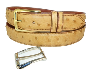 Ostrich Belt 1 1/2" with 2 Classic Buckles