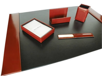 Italian Kid Leather 5-Piece Desk Set
