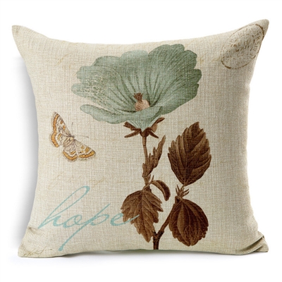 Hope Botanical Postal Vintage Square Decorative Pillow