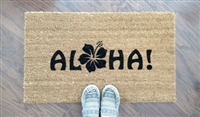 Aloha with a Flower Custom Doormat by Killer Doormats