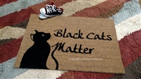 Black Cats Matter Custom Cute Handpainted Welcome Mat by Killer Doormats