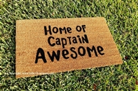 Home of Captain Awesome Custom Handpainted Funny Welcome Doormat by Killer Doormats