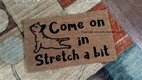 Come On In Stretch a Bit French Bulldog Yoga Custom Handpainted Cute Doormat by Killer Doormats