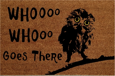 Whooo Goes There Fluffy Owl Custom Doormat by Killer Doormats