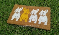 Plenty of Frenchies Row of French Bulldogs Custom Handpainted Cute Doormat by Killer Doormats