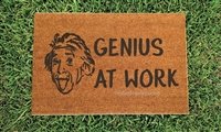 Genius At Work Custom Handpainted Funny Einstein Welcome Doormat by Killer Doormats