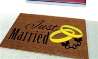 Just Married Handcuffs Custom Doormat by Killer Doormats