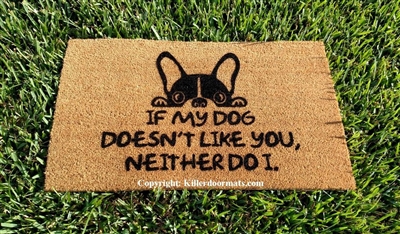 If My Dog Doesn't Like You Neither Do I Funny Custom Handpainted Welcome Mat by Killer Doormats