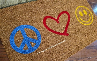 Peace Love Happiness Custom Doormat by Killer Doormats