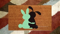 Somebunny Loves You Custom Hand Painted Cute Animal Welcome Door Mat by Killer Doormats