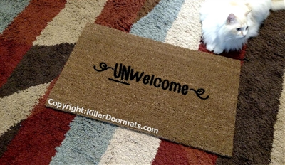 Unwelcome Custom Funny Rude Handpainted Doormat by Killer Doormats