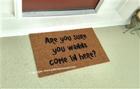 Are You Sure You Wanna Come In Here? Custom Doormat by Killer Doormats