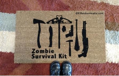 Zombie Survival Kit Custom Doormat by Killer Doormats