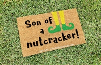 Son of a Nutcracker Custom Hand Painted Funny Elf Fandom Holiday Seasonal Welcome Door Mat by Killer Doormats