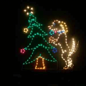 Dog decorating Christmas Tree Animated