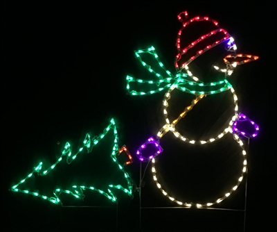 Snowman Pulling Christmas Tree