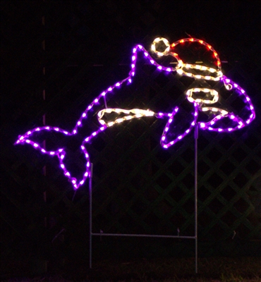 Orca with Santa Hat Outline