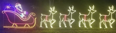 Commercial Santa in Sleigh with 4 Deer