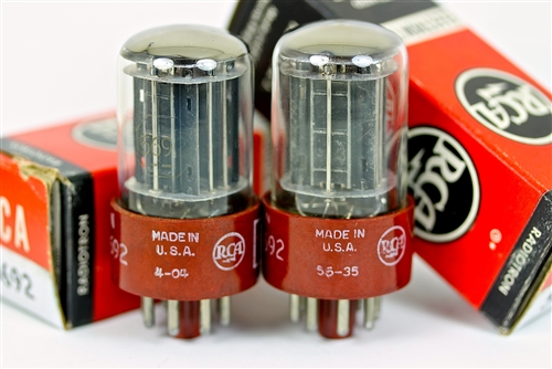 World Best NOS 5692 6SN7 RCA Red Base Dual Triode Perfect Matched Pair  Power Audiophile Tubes
