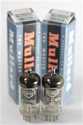 PRIVATE-STOCK NOS 1957 MULLARD BLACKBURN ECC82 12AU7 LONG-PLATE GOAL-POST GETTER MATCHED PAIR