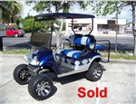 EZGO TXT Electric Blue & Silver Tribal Axe Golf Cart