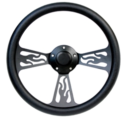 14 Black Flame Black Half Wrap Steering Wheel