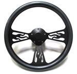 14 Black Flame Carbon Fiber Half Wrap Steering Wheel