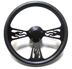 14 Black Flame Carbon Fiber Half Wrap Steering Wheel