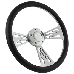 14 Polished Flame Black Half Wrap Steering Wheel