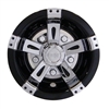 10 Inch Vegas Black & Chrome Wheel Cover Golf Cart Hub Cap