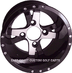 10x7 Twister Machined & Black Golf Cart Wheel