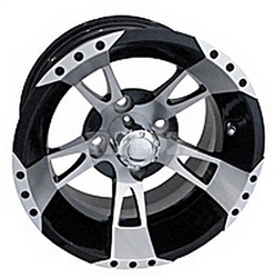 12x7 RHOX RX210 Machined Black Golf Cart Wheel