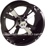 12x6 Twister Machined with Black Golf Cart Wheel