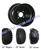 10x7 Black Steel Golf Cart Wheel with Your Choice of Tire Combo