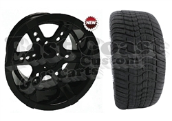 12x7 RX252 Black Wheel with Low Profile Golf Cart Tire