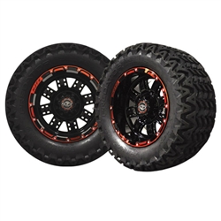 12x7 Transformer Red & Black Wheels with Predator AT Tires